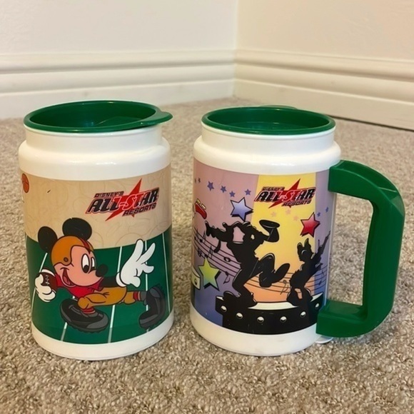 Vintage Walt Disney World Resort Insulated Coffee Mugs With Lids - Picture 2 of 6